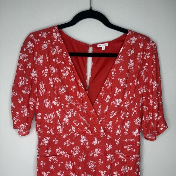 En Creme Red Mini Dress Ruffle Tiered Women’s Size Small Little Red Dress floral - Picture 2 of 9